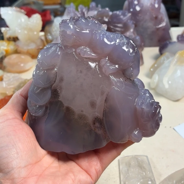 白***妮玛瑙/玉髓未镶嵌吊坠(不含链)