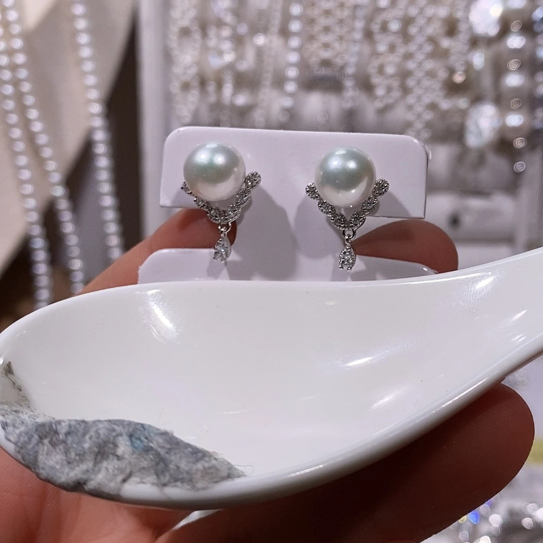 非金属925银纯银耳钉9+