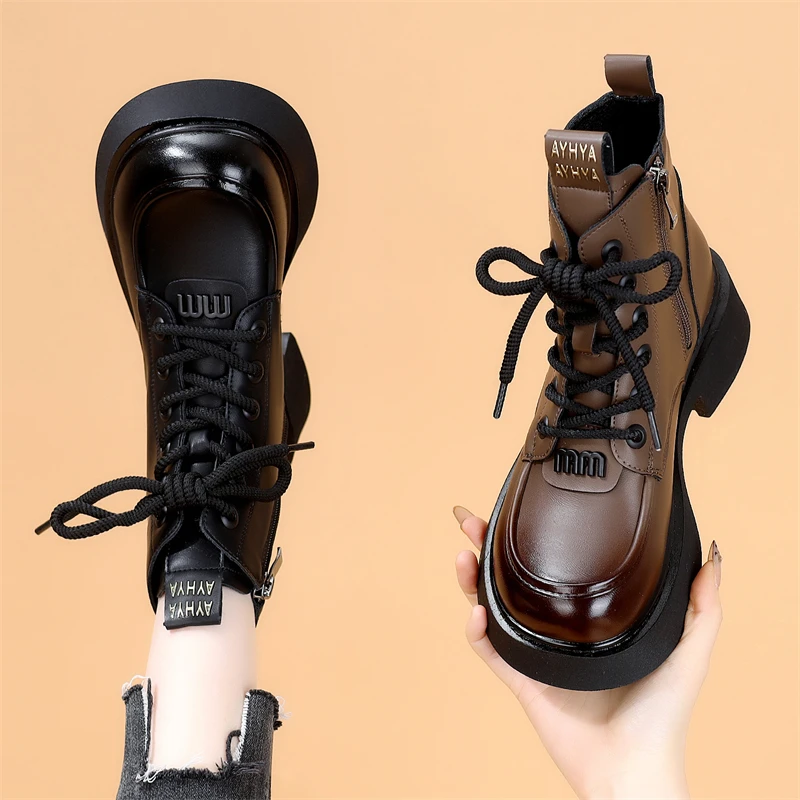 马丁靴女爆款2025秋冬季新款英伦风时尚洋气百搭单靴加绒厚底短靴