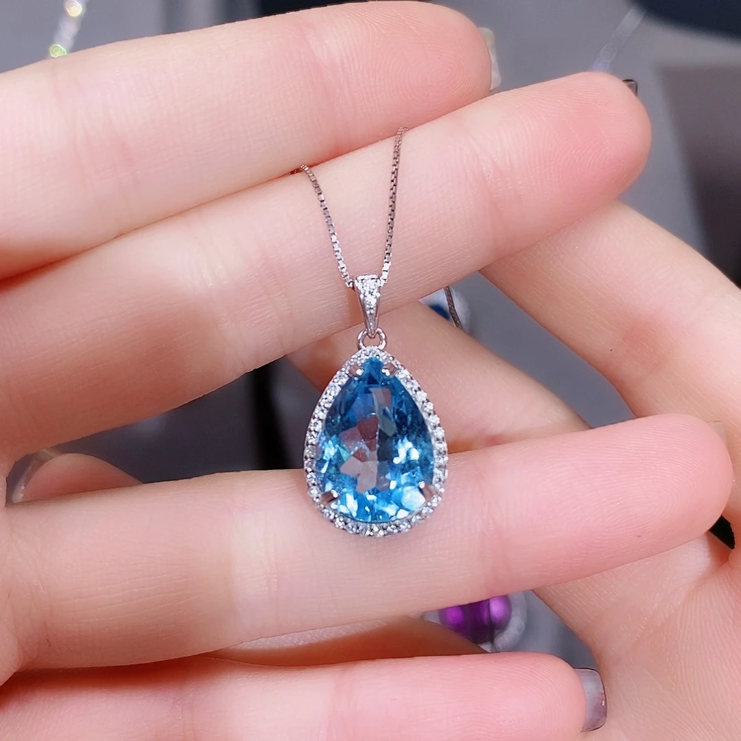 托帕石颈饰银S925镶嵌1212