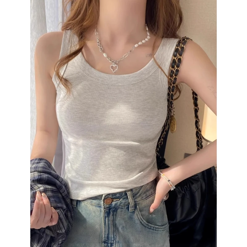 2025春夏百搭螺纹工字背心女外穿防走光吊带上衣洋气修身打底T恤