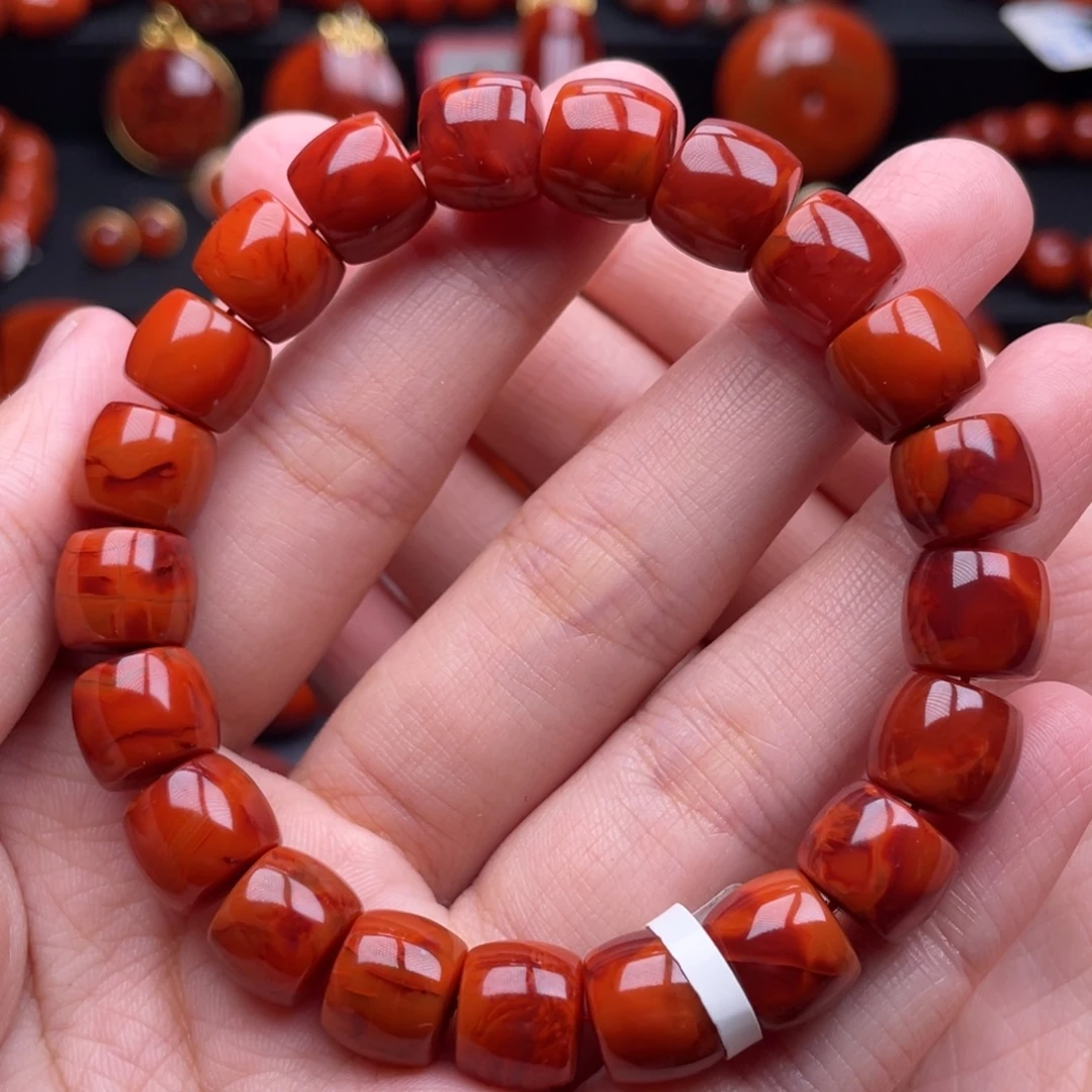 南红玛瑙未镶嵌珠宝奇石单圈11mm