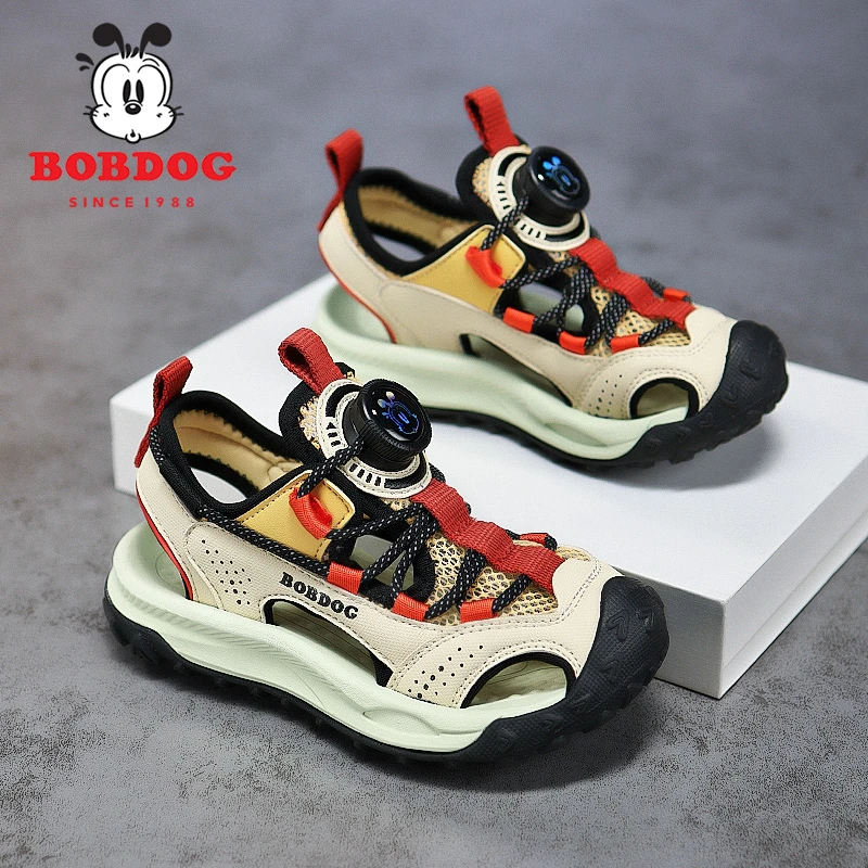 巴布豆2025夏季新款包头夏季女男沙滩鞋旋转扣凉鞋跑步男童运动鞋