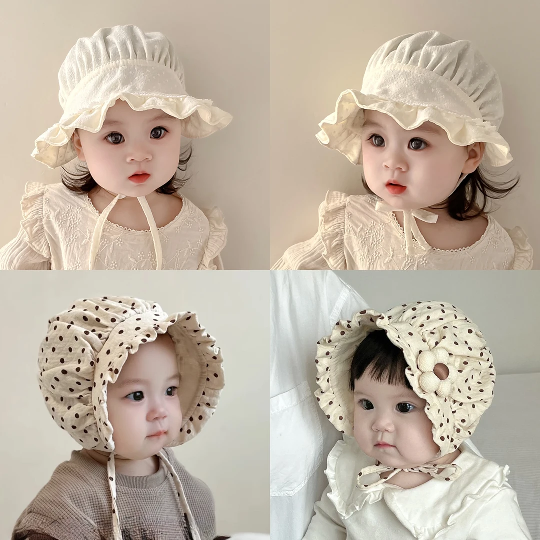 欧若风宝宝帽子春夏薄款女童包头宫廷帽防晒公主帽秋新生护囱门帽