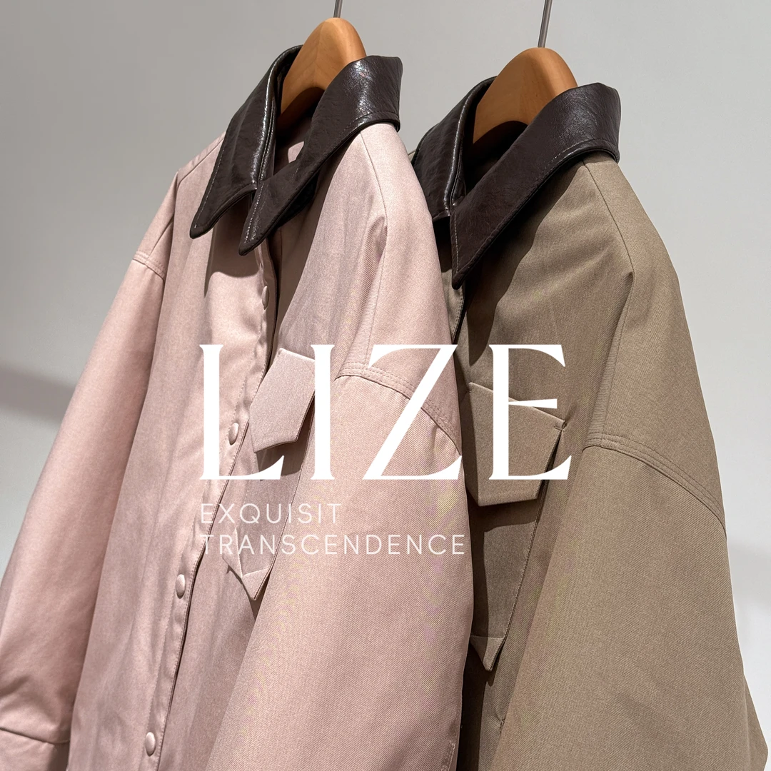 LIZE「L0628」蛋白皮拼接翻领鹅绒服