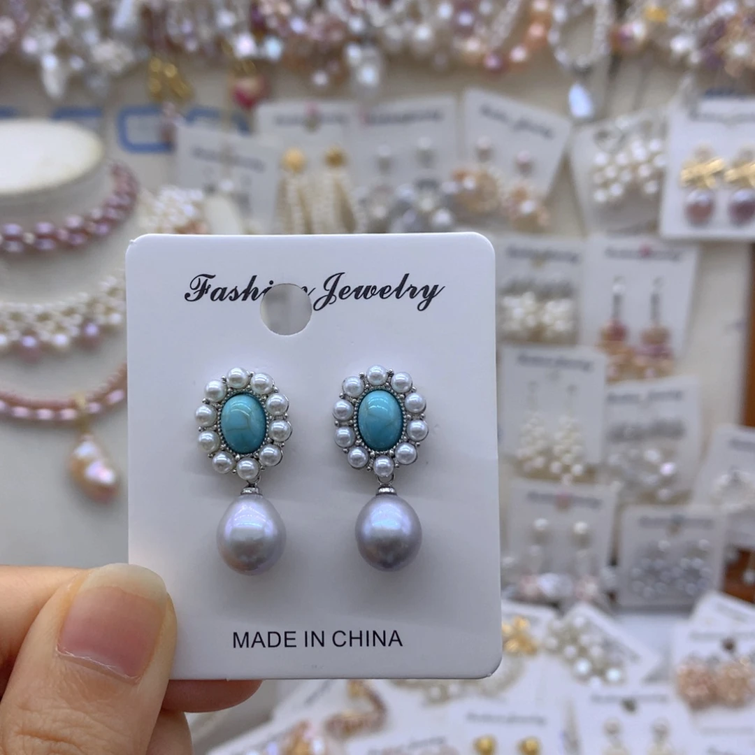 合金淡水珍珠耳饰项链