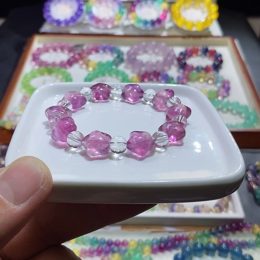 手链未镶嵌水晶树莓粉五角星14mm