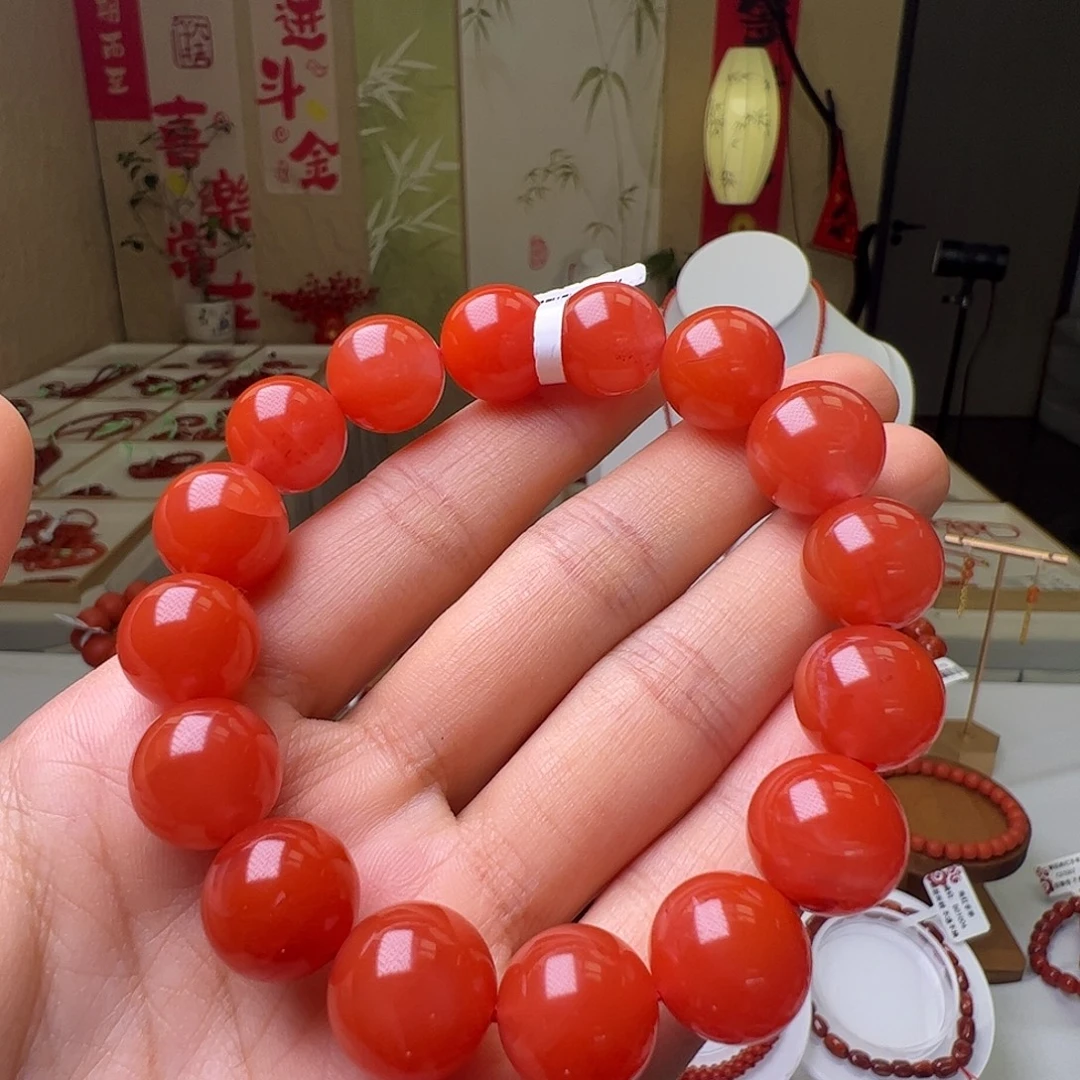 南红玛瑙未镶嵌手串冰红13mm