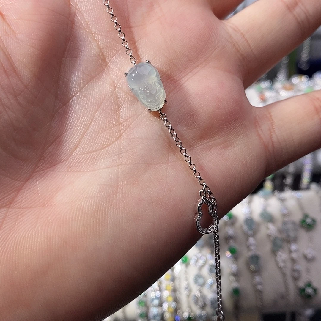 翡翠银S925镀金镶嵌手链