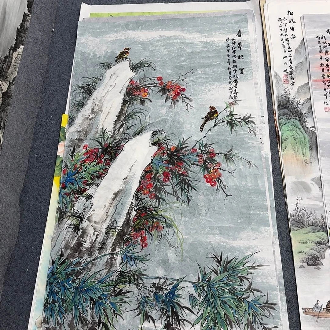 国画四尺尺寸70X140纯手绘作品