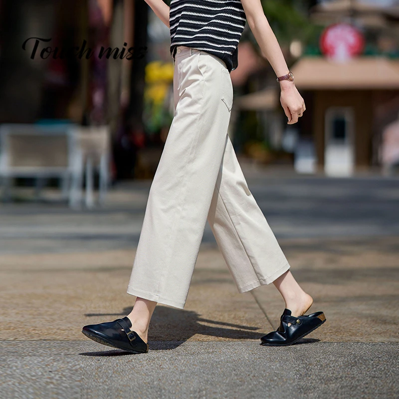 TOUCH MISS工装裤直筒裤女春夏休闲裤2025新款裤窄版九分裤阔腿裤