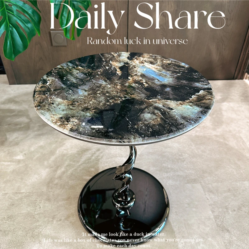 意式客厅沙发茶几藤蔓边几设计师款不锈钢艺术感床头小圆几家用