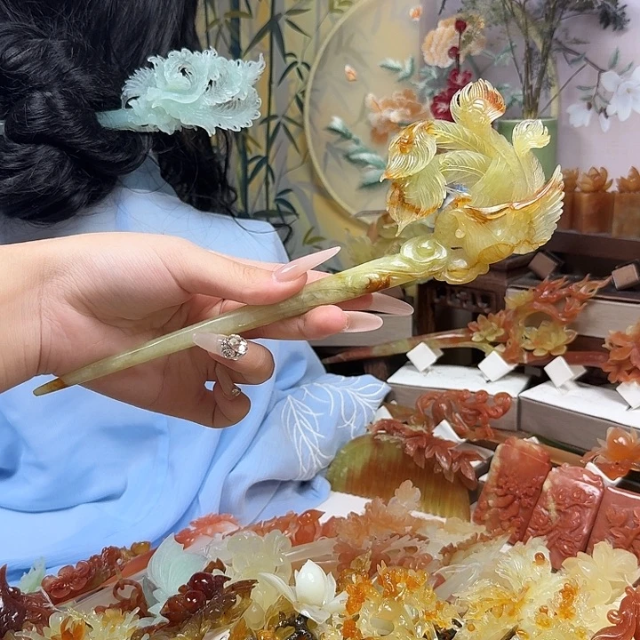 岫玉未镶嵌藕节岫玉花玉凤凰