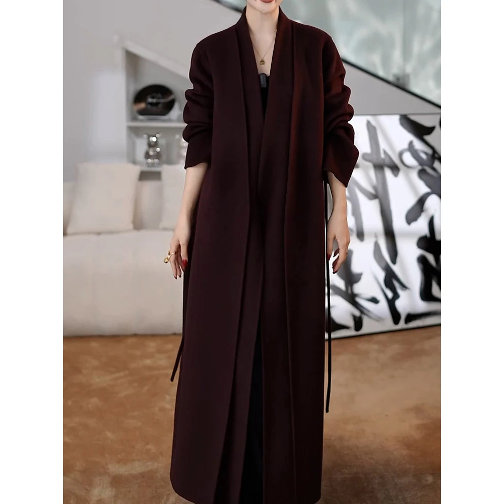 轻奢时尚假两件毛呢外套女2026冬季新款洋气宽松加厚百搭保暖大衣