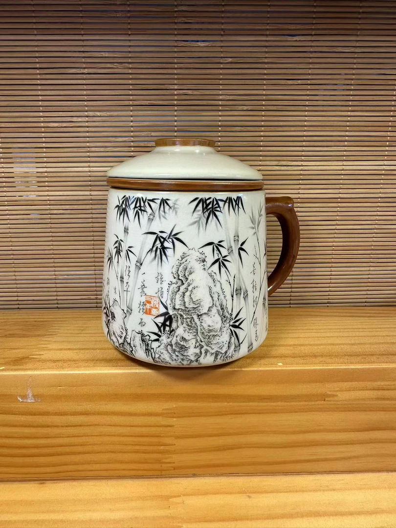 陶瓷高端竹子三才办公杯家用款茶具茶器YY4828