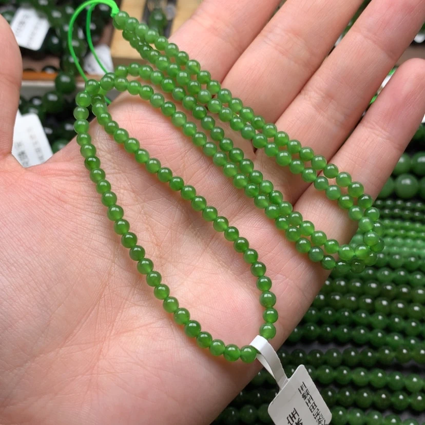 【闪购商品】颈饰未镶嵌和田玉（碧玉）4m阳绿无黑