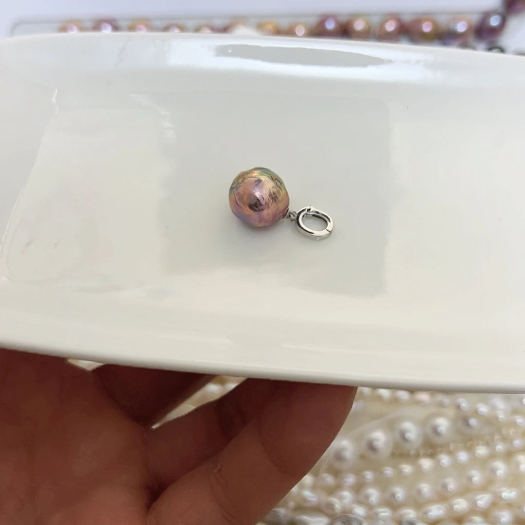 淡水珍珠吊坠(不含链)银S925镶嵌