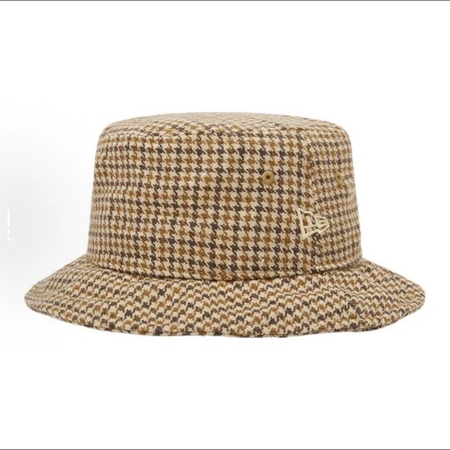 New Era 针织格纹 腈纶 渔夫帽 情侣款 小麦色 60141522