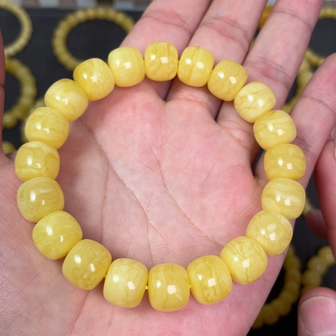 裸石蜜蜡未镶嵌虎皮纹蜜蜡手串12.3mm