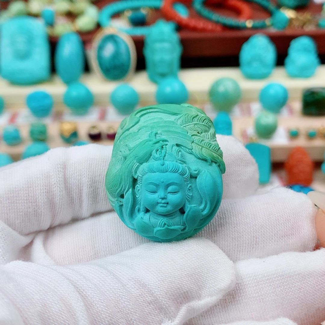 绿松石未镶嵌御凤观音