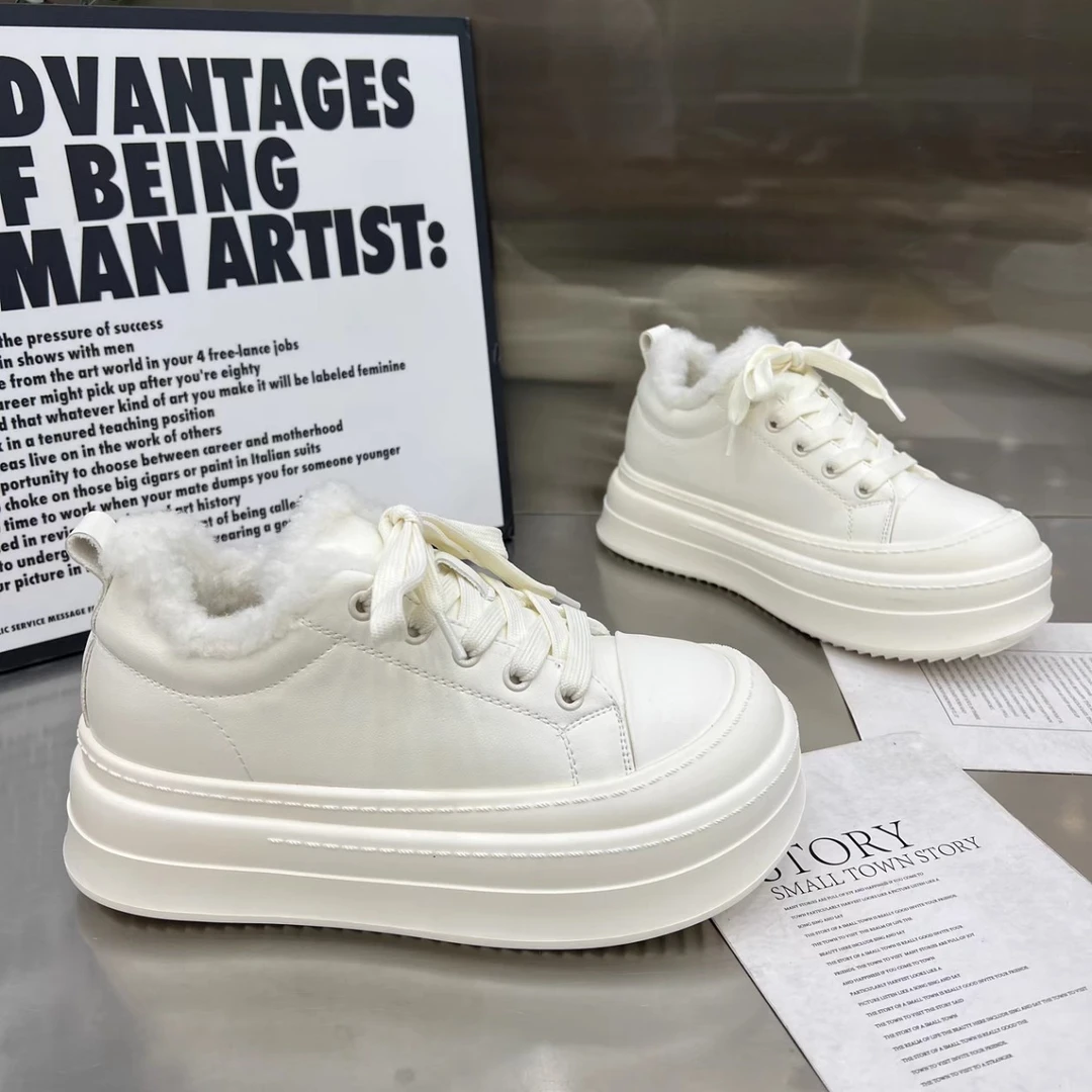 【十六号】加绒保暖厚底小白鞋2025冬季新款真皮休闲板鞋91367