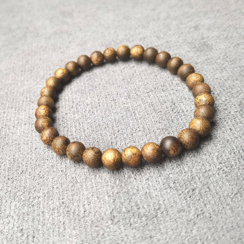 沉香约6mm绿奇楠圆珠单圈手串