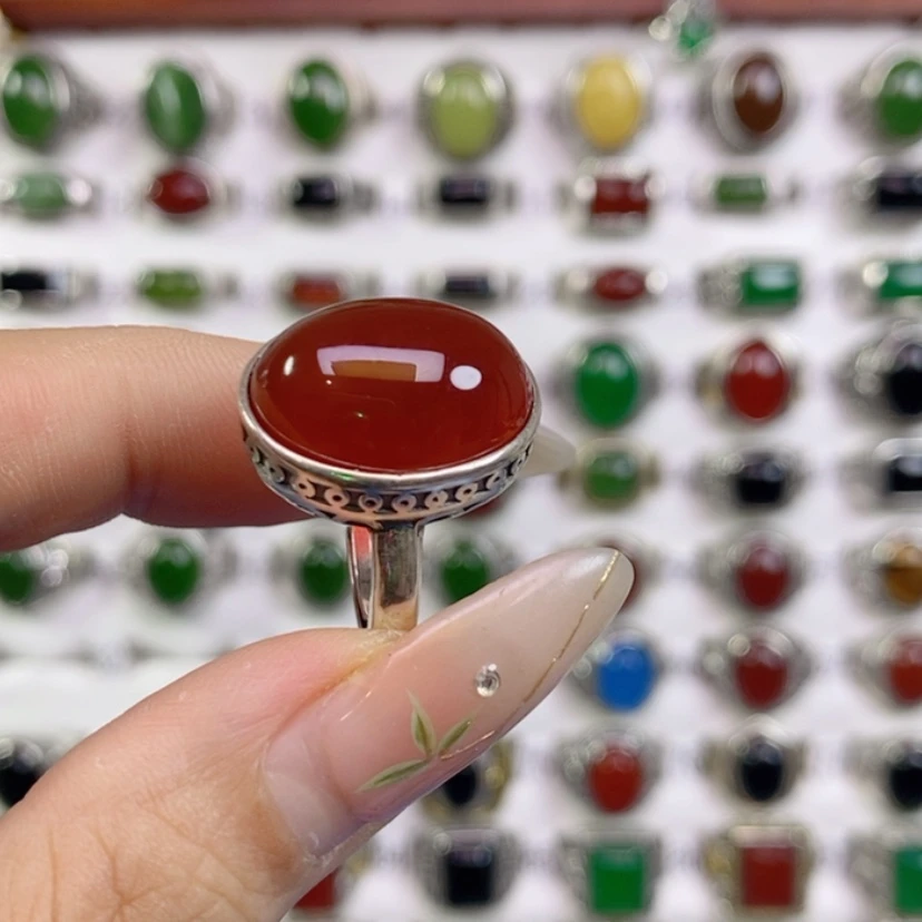 【闪购商品】银S925镶嵌戒指玛瑙/玉髓