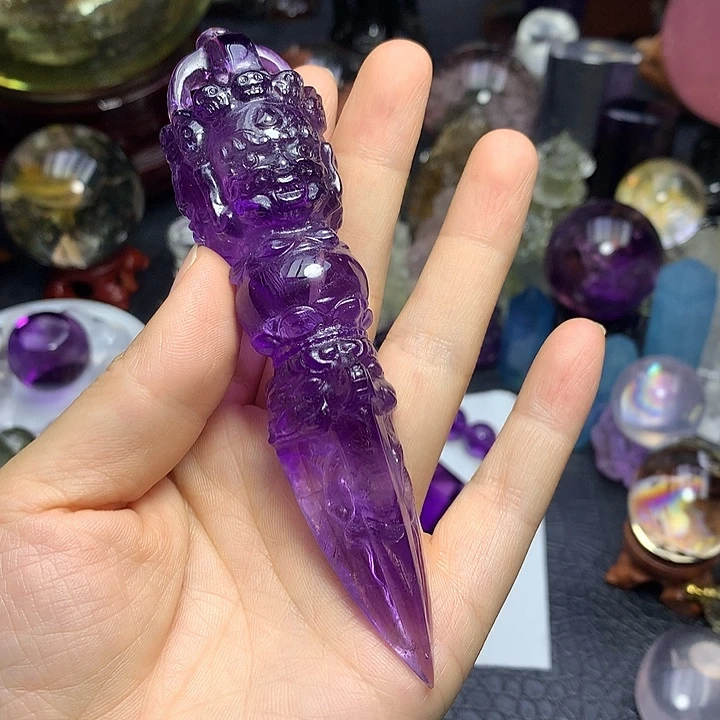 未镶嵌珠宝半成品水晶天然紫水晶降魔杵摆件