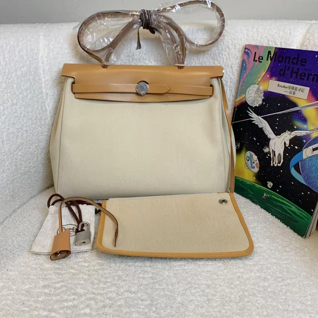 99新 Hermes/爱马仕 壹臻/冰川白银扣herbag 31 u刻 62778297