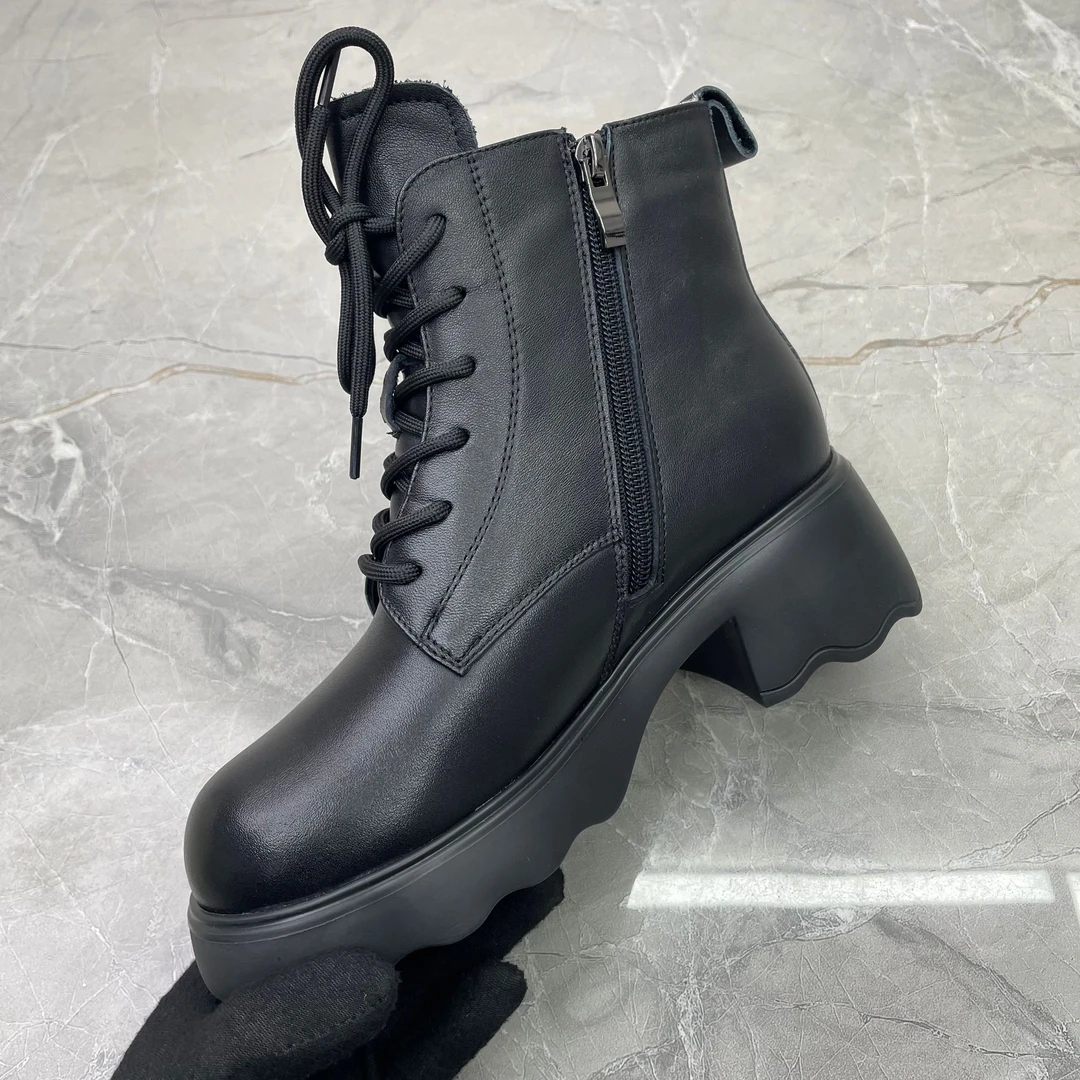 f（孤品）37码粗跟女靴(牛皮)69-106