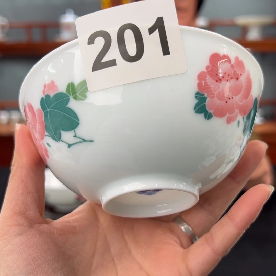 ?**?红芙蓉对花观赏碗（口变形）