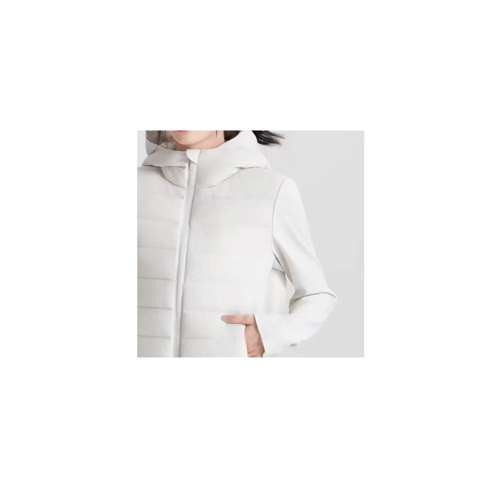 压胶修身羽绒服连帽拉链短款保暖女简约上衣女款冬季防风