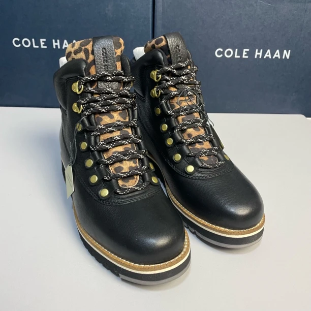 COLEHAAN/歌涵女士黑色舒适时尚皮短靴高帮防水真皮589
