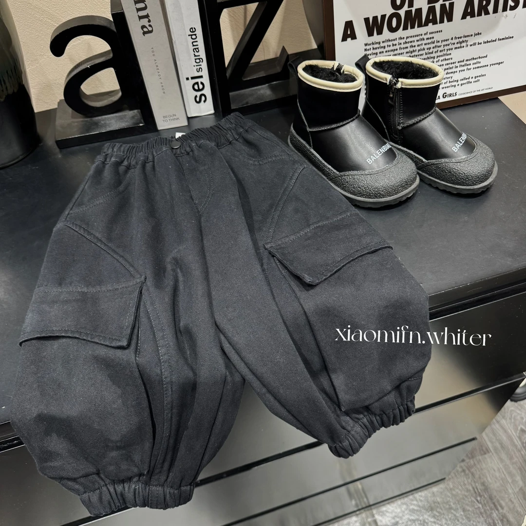 现货〃潮牌灯笼卫裤工装裤韩版男童2024秋款时尚长裤痞帅T2470