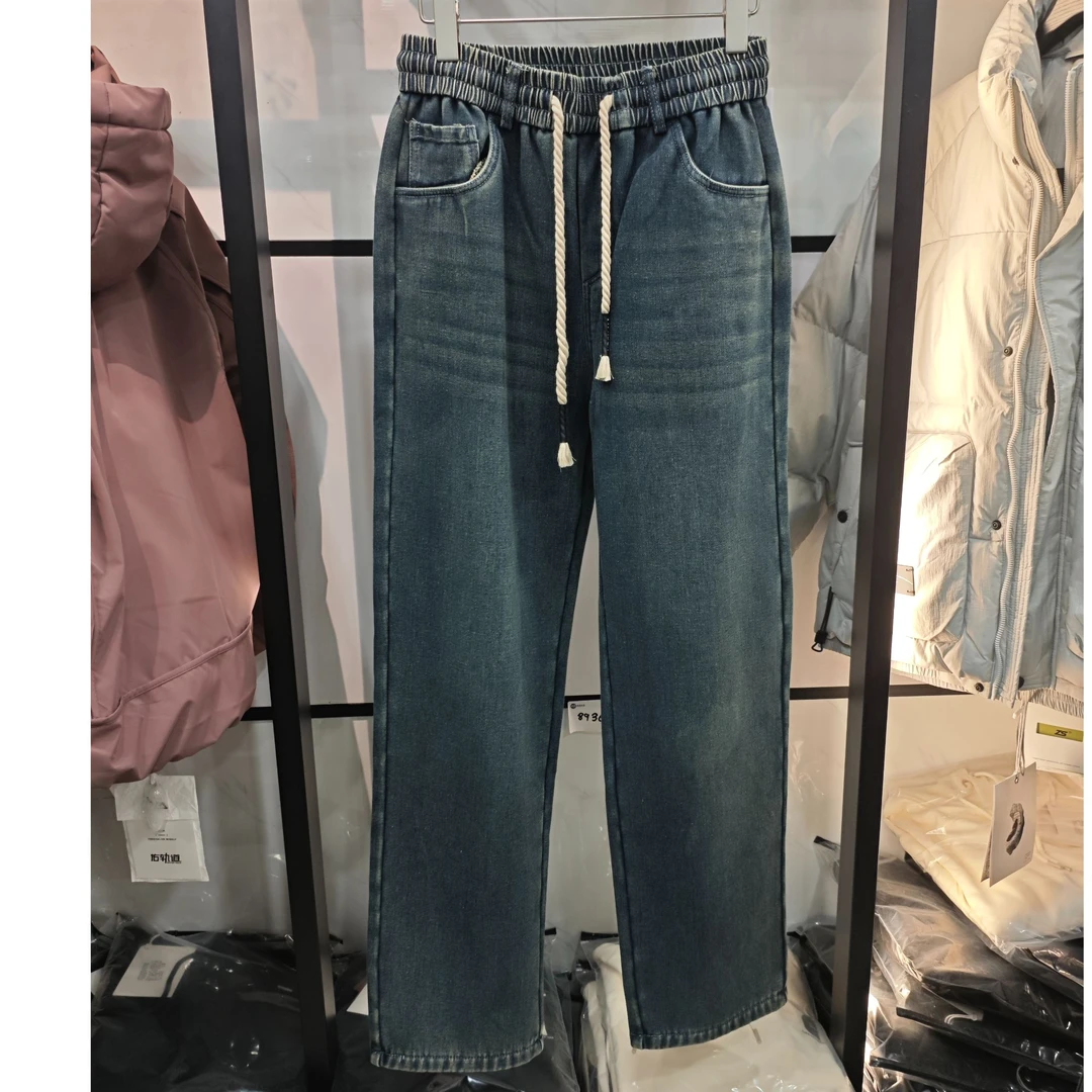 919男士加绒直筒牛仔裤