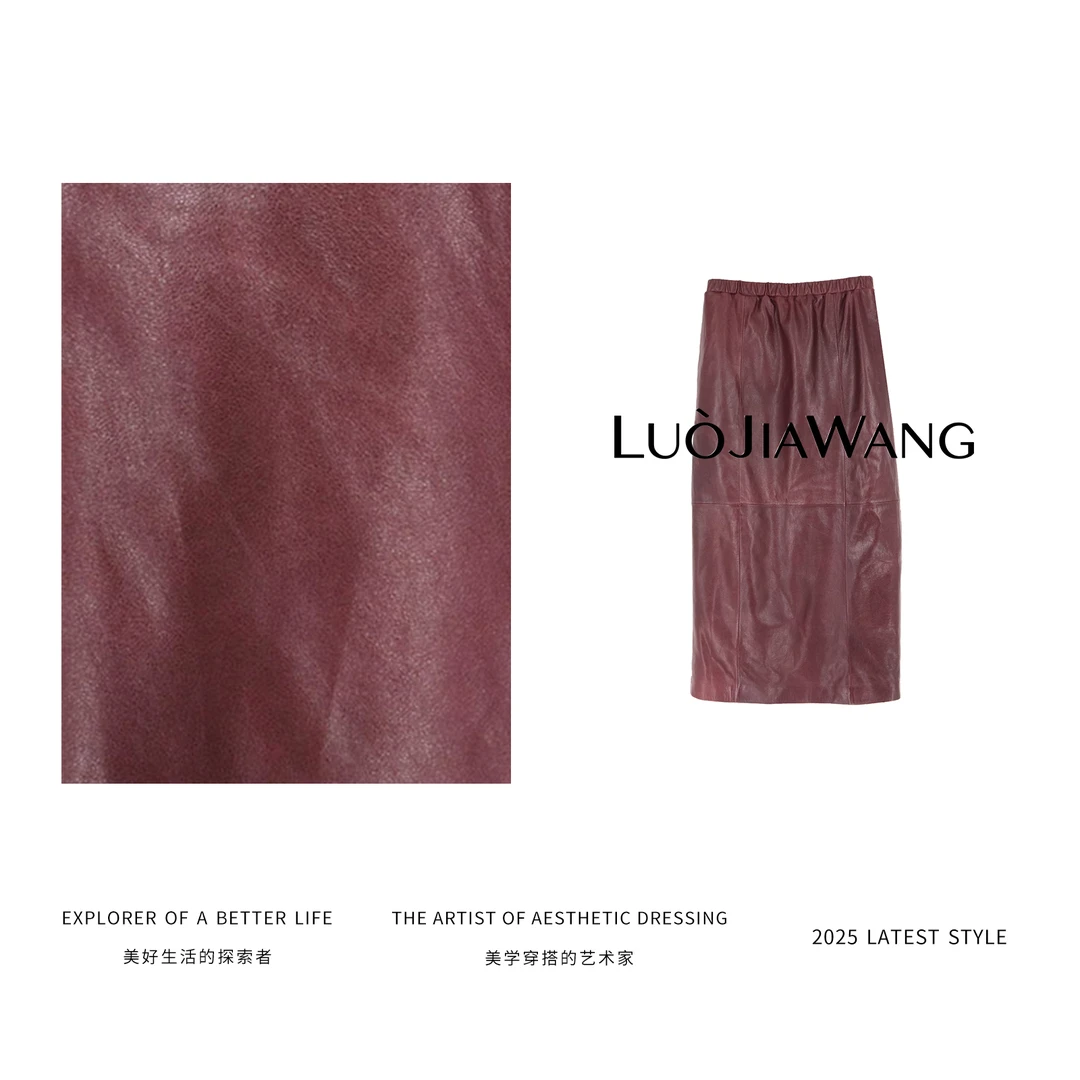 秋冬极简高级百搭绵羊皮时尚半裙LUOJIAWANG【东方玫瑰】