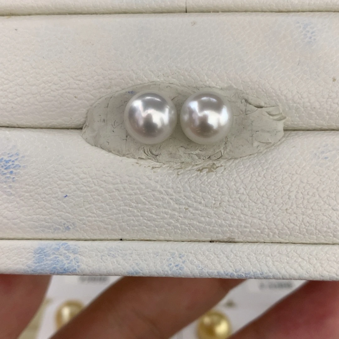 未镶嵌海水珍珠裸珠9-10mm澳白银蓝光对珠