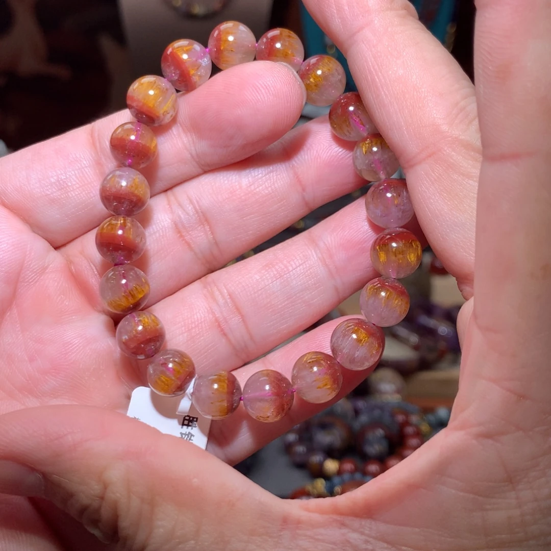 k****水晶未镶嵌珠宝半成品极光金腰带手串9+mm