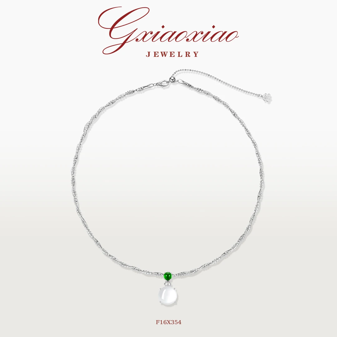 G XIAOXIAO 镀K金 中式气质复古高级轻奢百搭蛋面项链 F16X354