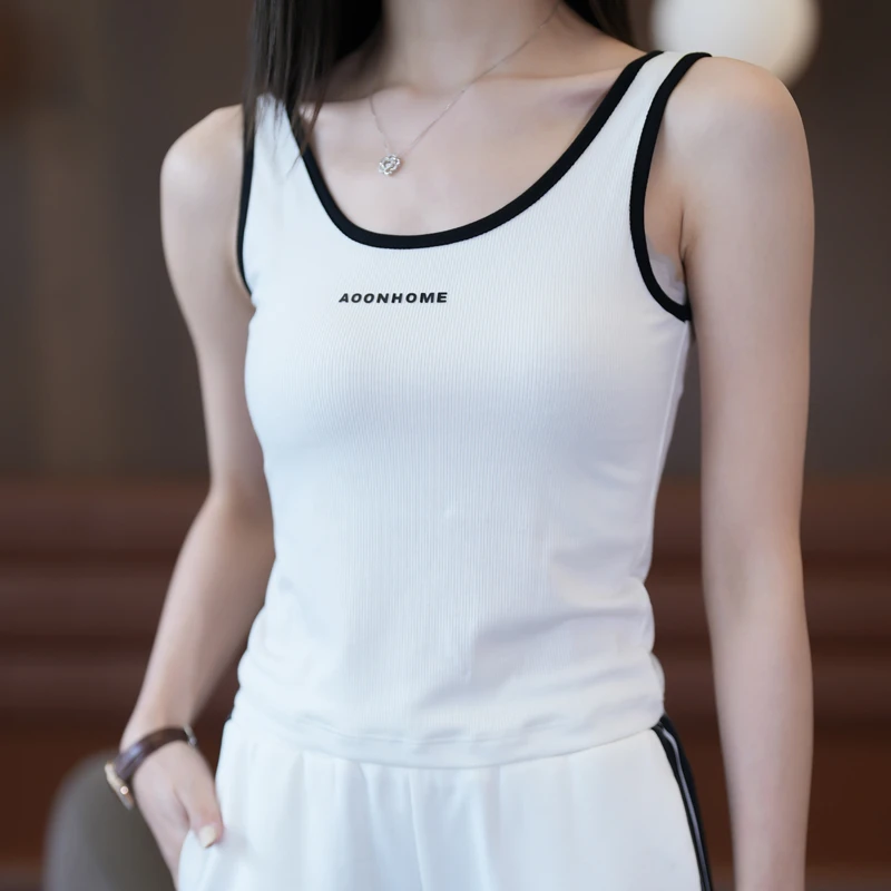 白色运动小背心U形美背2025女春夏秋内搭短款打底无袖上衣外穿潮