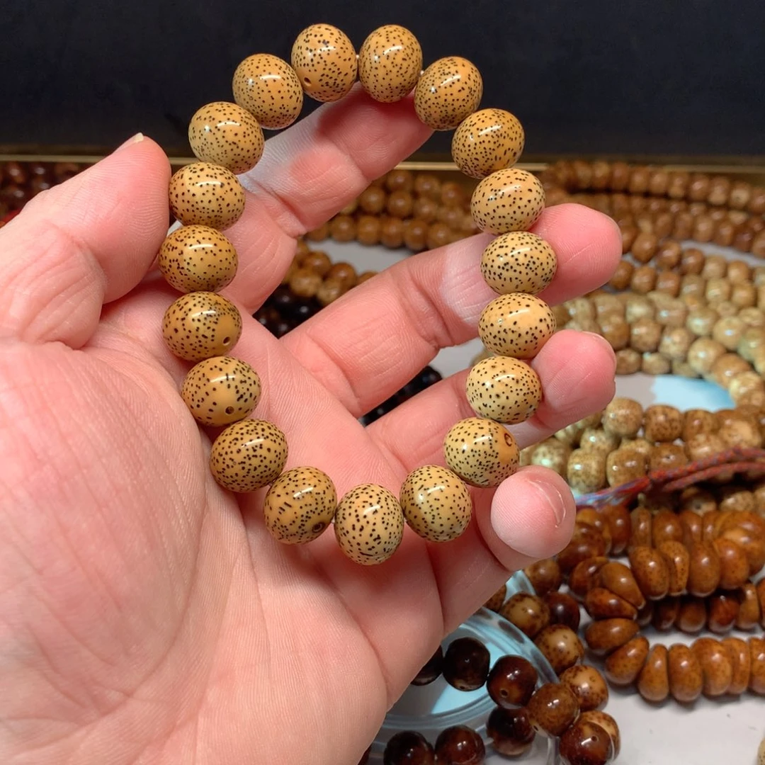 吊坠星月菩提陈化料1412尺寸胖苹果珠奶油底