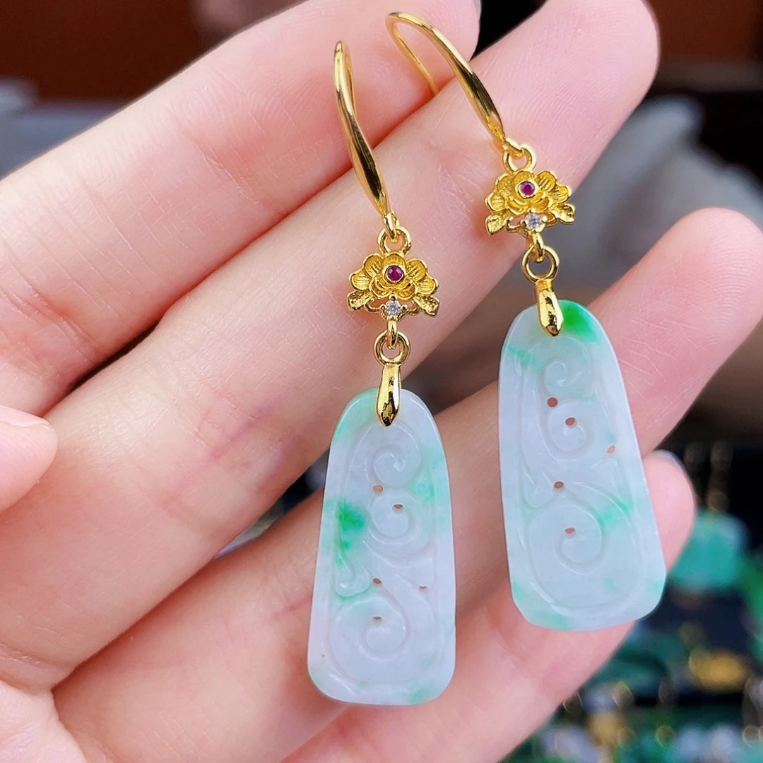 翡翠未镶嵌耳饰饰品