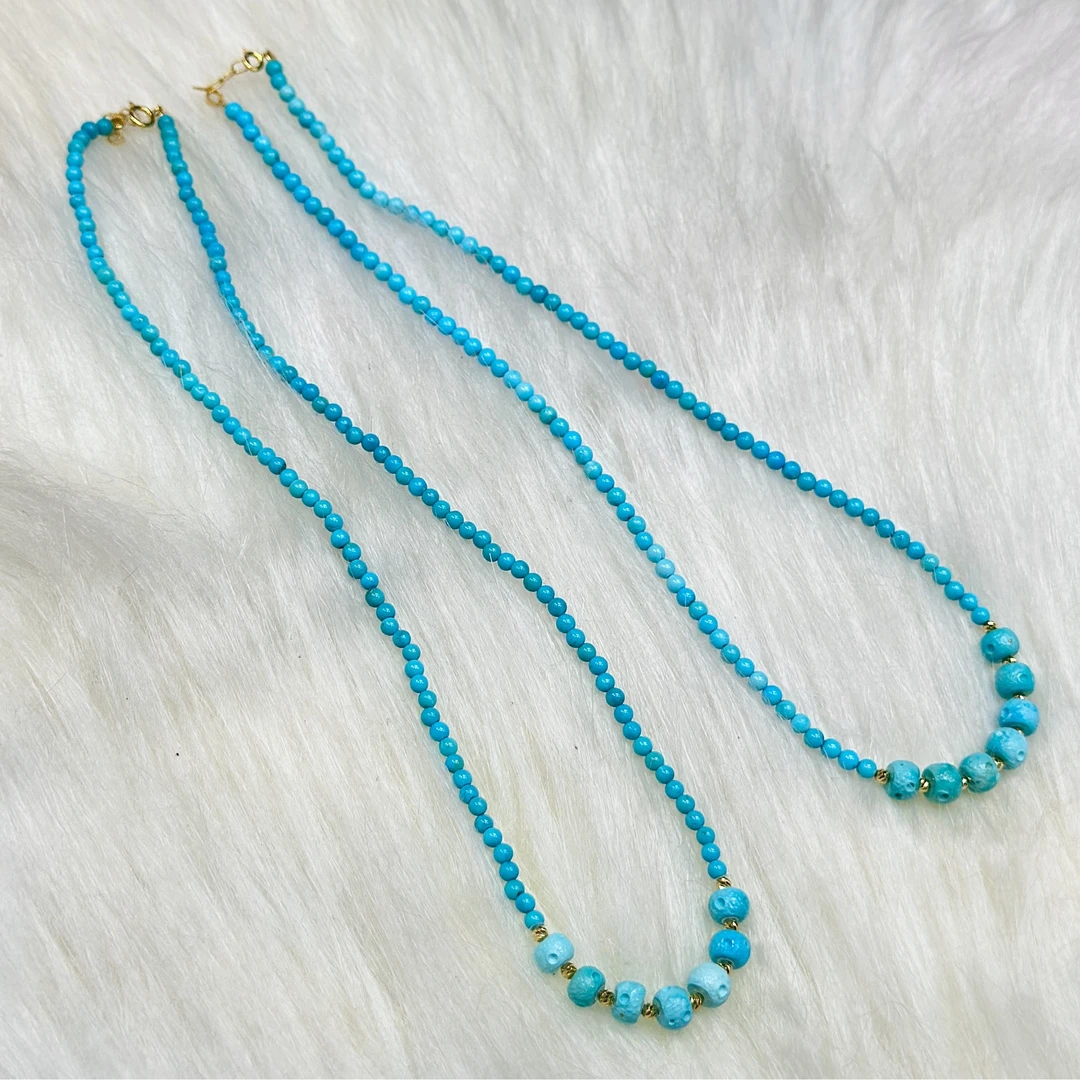 【LL2】18k金绿松石DIY项链-约6*2mm（多样性发其一）