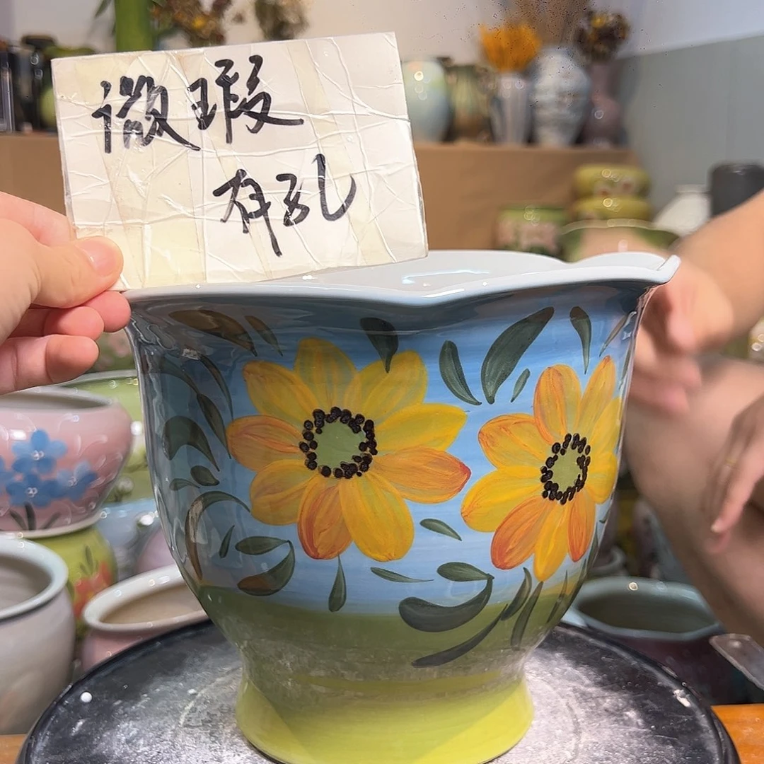 景德镇陶瓷花盆瑕123