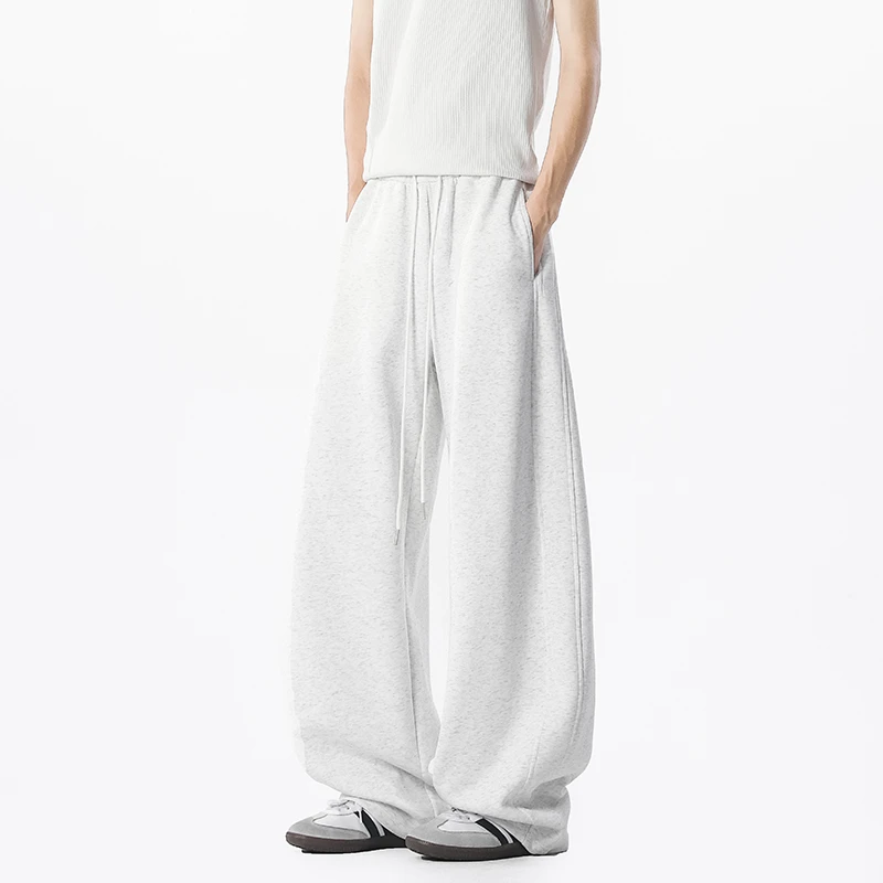 cleanfit纯色卫裤男女宽松百搭弯刀阔腿裤垂感运动休闲潮流长裤