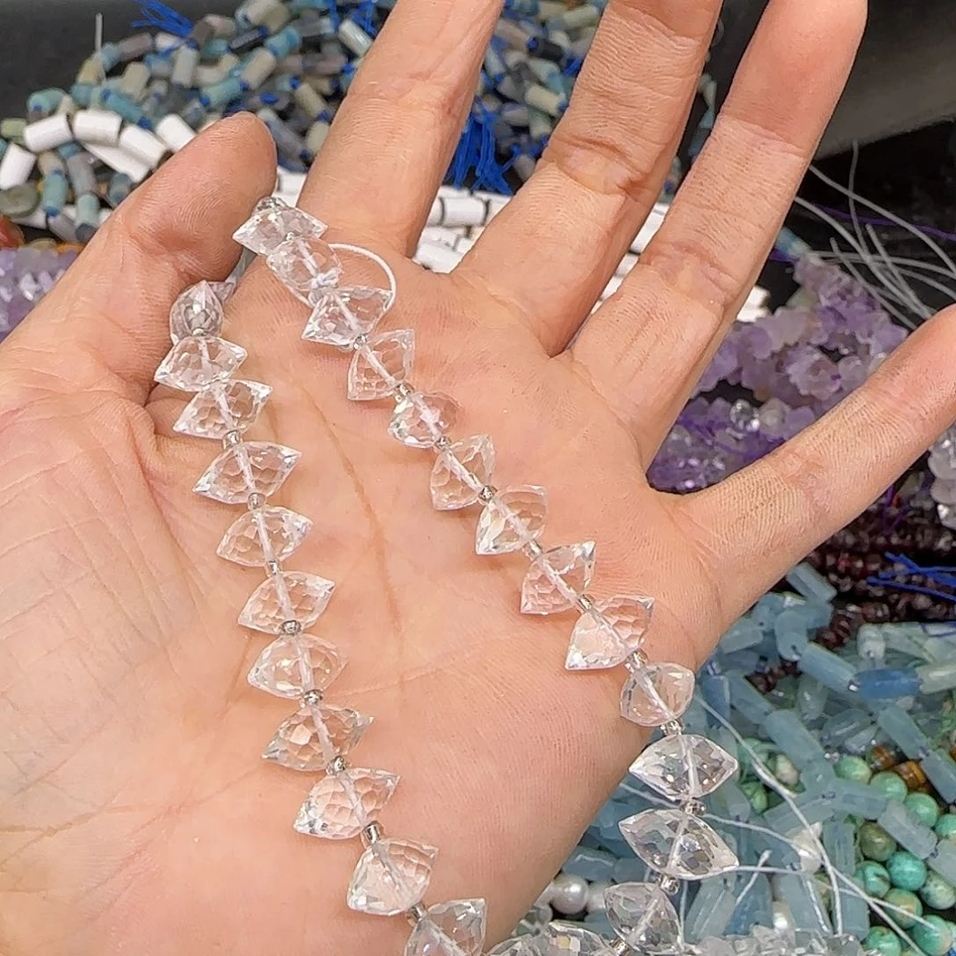 玛瑙/玉髓合金珠宝半成品鹤*白水晶双尖拍三86发一条