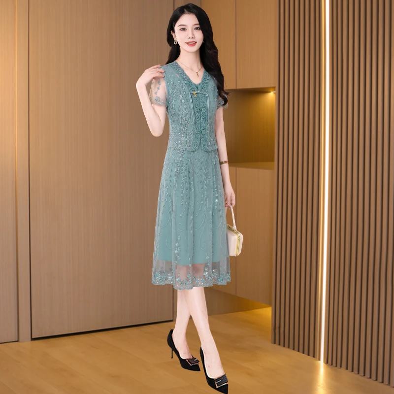 【名典圣王】十三行小香风套装连衣裙女夏2025年新款流行妈妈婚宴服