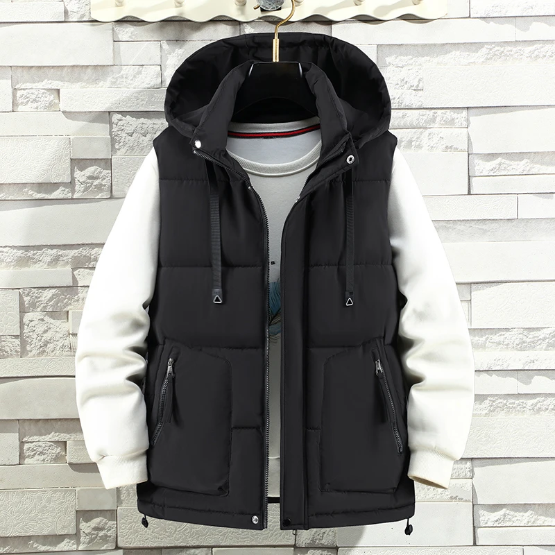 秋冬季简约工装马甲加厚保暖青少年棉背心坎肩潮流休闲大码外套