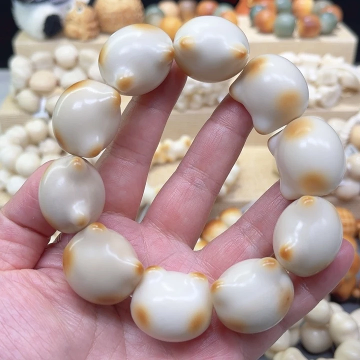 菩提根/象牙果手串2-7-8 象牙果腮红猫头微瑕