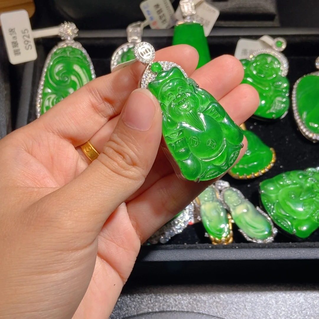 翡翠银S925镶嵌吊坠(不含链)